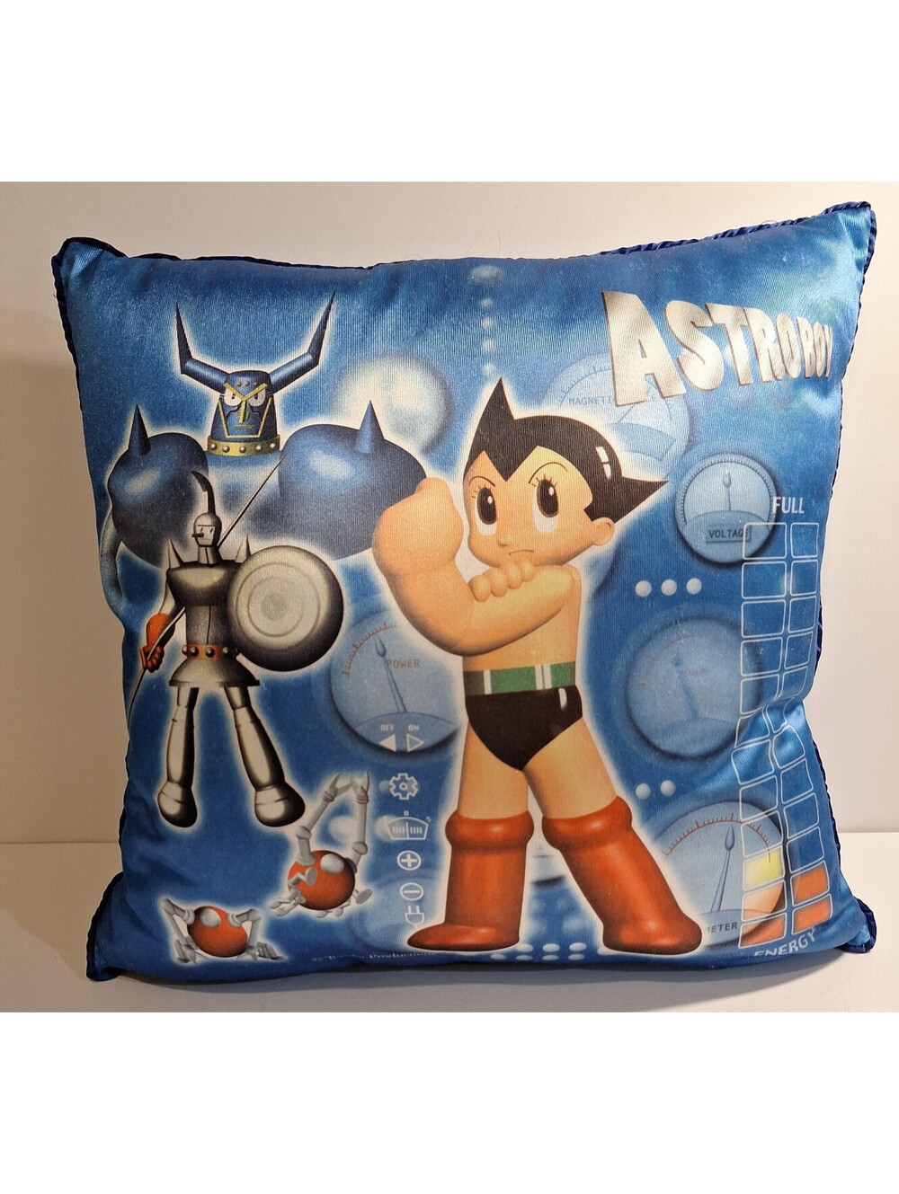 Vintage Astro Boy Pillow Mighty Atom Tezuka Productions Anime Blue Satin Cushion
